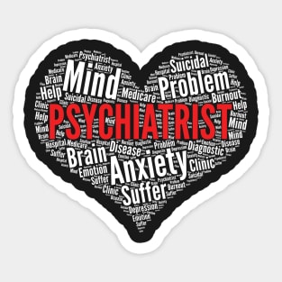 Psychiatrist Heart Shape Word Cloud Design graphic Sticker